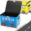 Foldable Toy Storage Box Stuffed Toy Organizers - Sturdy, Soft Cloth Bins with Dustproof Flip-Top Lid Color Blue