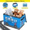 Foldable Toy Storage Box Stuffed Toy Organizers - Sturdy, Soft Cloth Bins with Dustproof Flip-Top Lid Color Blue