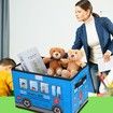 Foldable Toy Storage Box Stuffed Toy Organizers - Sturdy, Soft Cloth Bins with Dustproof Flip-Top Lid Color Blue
