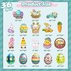 36Pcs Easter Decorations, with Lights, Easter Tree Decoration Easter Wooden Hanging Decorations