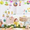 36Pcs Easter Decorations, with Lights, Easter Tree Decoration Easter Wooden Hanging Decorations