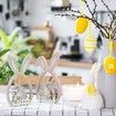 2Pcs Easter Decorations for the Home Farmhouse Rustic Wooden Bunny with Egg Easter Tiered Tray Decor Happy Spring Decoration