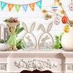 2Pcs Easter Decorations for the Home Farmhouse Rustic Wooden Bunny with Egg Easter Tiered Tray Decor Happy Spring Decoration