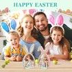 2Pcs Easter Decorations for the Home Farmhouse Rustic Wooden Bunny with Egg Easter Tiered Tray Decor Happy Spring Decoration
