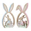 2Pcs Easter Decorations for the Home Farmhouse Rustic Wooden Bunny with Egg Easter Tiered Tray Decor Happy Spring Decoration