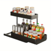Under Sink Organizer Kitchen Organization,2 Tier Cabinet Organizer with 4 Hooks,Bathroom Kitchen Organizer Black
