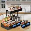 Under Sink Organizer Kitchen Organization,2 Tier Cabinet Organizer with 4 Hooks,Bathroom Kitchen Organizer Black