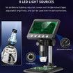 Digital LED Microscope 4.3-inch IPS HD Color Large Screen,50x-1000x 2 Million High-Definition Pixel, 178 Degree Wide Angle Compatible with Windows,Mac OS