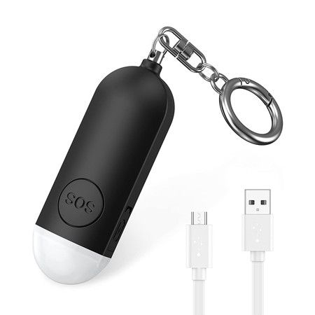 Personal Safety Alarm Keychain, 130dB High-Pitched Emergency Personal Alarm with LED Strobe Light Safety Siren Whistle for Women Elderly Kids (Black)