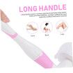 Electric Body Brush Back Brush with 4 Replacement Heads, Battery Operated, Long Handle Silicone Body Scrubber for Men Women Massage Exfoliating (Pink)