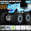 RC Monster Trucks Remote Control Cars Kids Mechanical Dino Toy Stunt Car With Upgraded Wheels Lights Spray,Best Birthday Gift Color Blue