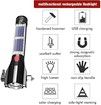 8 in 1 Multi USB Rechargeable Solar Flashlight with Glass Breaker,Seatbelt Cutter,Siren and Power Bank for Camping,Hiking,Emergency Situations