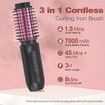 Cordless Hair Curling Iron Brush 3-in-1 Portable Wave Curling Wand, 1.5″ Ionic Heated Brush,USB Rechargeable Hair Curler, 1 Pack-Black