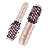 Cordless Hair Curling Iron Brush 3-in-1 Portable Wave Curling Wand, 1.5 InchIonic Heated Brush,USB Rechargeable Hair Curler, 1 Pack-Pink
