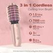 Cordless Hair Curling Iron Brush 3-in-1 Portable Wave Curling Wand, 1.5″ Ionic Heated Brush,USB Rechargeable Hair Curler, 1 Pack-Pink
