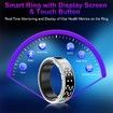 Smart Ring with Display Screen & Touch Button,Bluetooth Connection for Women Men,Fitness Tracker Sleep Monitoring Waterproof(Silver-8#)