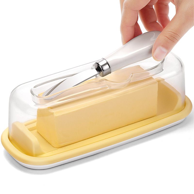 Butter Dish With Lid, Butter Container With Butter Kinfe,Covered Butter Dish For Countertop Or Fridge,Plastic Butter Dishes With Silicone Bottom