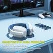 Wireless Gaming Headset with Flip Microphone for PC, PS4, PS5, 2.4GHz Wireless Bluetooth Headset Headphones with Mic for Laptop Computer,Blue and White