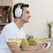 Wireless Gaming Headset with Flip Microphone for PC, PS4, PS5, 2.4GHz Wireless Bluetooth Gaming Headphones with Mic for Laptop Computer, White and Gray