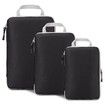 Set of 3 Compression Packing Cubes Super Thin and Sturdy Nylon Expandable Packing Organizer for Travel Accessories Luggage Suitcase (Black)