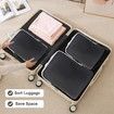 Set of 3 Compression Packing Cubes Super Thin and Sturdy Nylon Expandable Packing Organizer for Travel Accessories Luggage Suitcase (Black)