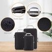 Set of 3 Compression Packing Cubes Super Thin and Sturdy Nylon Expandable Packing Organizer for Travel Accessories Luggage Suitcase (Black)