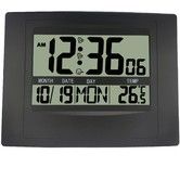 Digital Wall Clock Atomic Desk Alarm Large Display Battery Operated Bedroom Office Indoor Temperature Color Black