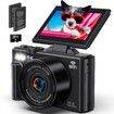 5K Digital Camera Vlogging 75MP WiFi Autofocus UHD Video 18X Zoom Compact Travel Photography YouTube 32GB SD Card 2 Batteries Portable