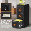 File Cabinet 3 Drawer Filing Organiser Steel Locker Cupboard Home Office Storage Furniture Unit for Letter Legal A4 F4 Documents Black 103x40x50cm