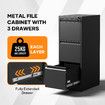 File Cabinet 3 Drawer Filing Organiser Steel Locker Cupboard Home Office Storage Furniture Unit for Letter Legal A4 F4 Documents Black 103x40x50cm