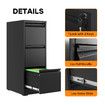 File Cabinet 3 Drawer Filing Organiser Steel Locker Cupboard Home Office Storage Furniture Unit for Letter Legal A4 F4 Documents Black 103x40x50cm