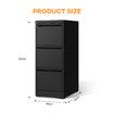 File Cabinet 3 Drawer Filing Organiser Steel Locker Cupboard Home Office Storage Furniture Unit for Letter Legal A4 F4 Documents Black 103x40x50cm