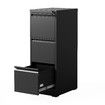 File Cabinet 3 Drawer Filing Organiser Steel Locker Cupboard Home Office Storage Furniture Unit for Letter Legal A4 F4 Documents Black 103x40x50cm