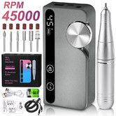 Professional 45000RPM Electric Portable Nail Drill Machine Rechargeable Low Noise Nail Sander File for Manicure Salon Tool Color Grey