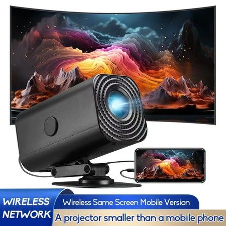 Mini 4K Portable Projector,180 Adjustable,Wi-Fi,USB Power Mode For Indoor Outdoor Movie,Game,Camping,Office Use Color Black