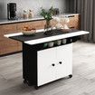 Folding Dining Table with Wheels Extendable Outdoor Furniture Breakfast Room Dinner Kitchen Bar Camp Picnic Desk 2 Storage Cabinets Wood
