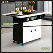 Folding Dining Table with Wheels Extendable Outdoor Furniture Breakfast Room Dinner Kitchen Bar Camp Picnic Desk 2 Storage Cabinets Wood