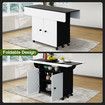 Folding Dining Table with Wheels Extendable Outdoor Furniture Breakfast Room Dinner Kitchen Bar Camp Picnic Desk 2 Storage Cabinets Wood