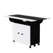 Folding Dining Table with Wheels Extendable Outdoor Furniture Breakfast Room Dinner Kitchen Bar Camp Picnic Desk 2 Storage Cabinets Wood