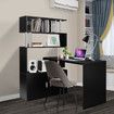 Black Office Computer Desk L Shaped Rotating Corner Study Home Writing Table 4 Bookshelf 2 Cabinet Executive Storage Bedroom Furniture