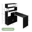 Black Office Computer Desk L Shaped Rotating Corner Study Home Writing Table 4 Bookshelf 2 Cabinet Executive Storage Bedroom Furniture
