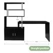 Black Office Computer Desk L Shaped Rotating Corner Study Home Writing Table 4 Bookshelf 2 Cabinet Executive Storage Bedroom Furniture