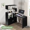 Black Office Computer Desk L Shaped Rotating Corner Study Home Writing Table 4 Bookshelf 2 Cabinet Executive Storage Bedroom Furniture