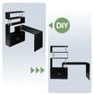 Black Office Computer Desk L Shaped Rotating Corner Study Home Writing Table 4 Bookshelf 2 Cabinet Executive Storage Bedroom Furniture