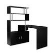 Black Office Computer Desk L Shaped Rotating Corner Study Home Writing Table 4 Bookshelf 2 Cabinet Executive Storage Bedroom Furniture