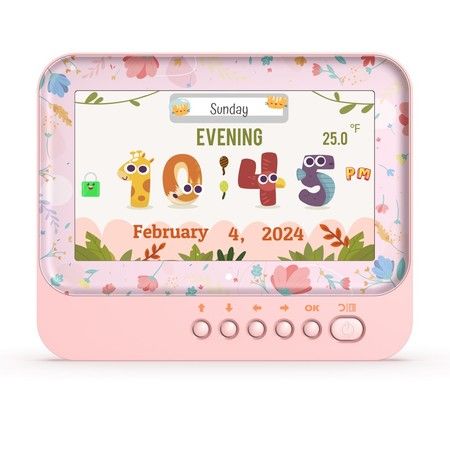 Kids Digital Alarm Clock Colorful 7inch Children's Sleep Trainer Bedrooms Bedside Alarm Clock Preset Badges Kids Boy Girl Birthday Gift