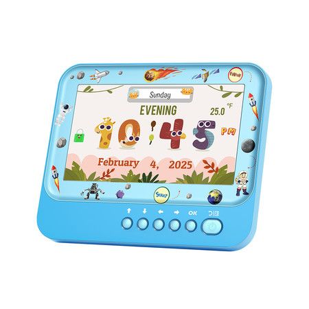 Kids Digital Alarm Clock 7inch Children's Sleep Trainer Bedrooms Bedside Alarm Clock Preset Badges Kids Boy Girl Birthday Gift