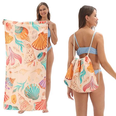 Quick Dry Pool Towels,2 in 1 Beach Towel Absorbent Camping Towels Fold in a Bag Storage Bag,Foldable,For Pool,Bathroom,Camp