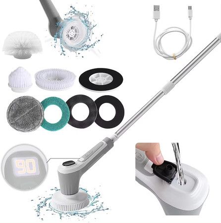 7 in 1 Multi-Functional Spray Electric Cleaning Brush Wireless Handheld Waterproof for Home Bathroom Kitchen & Floor Tiles