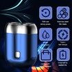 Mini Dual Head Electric Shaver, Mini Portable Razor, Washable Double Head Razor for Home, Car, Travel (Blue)